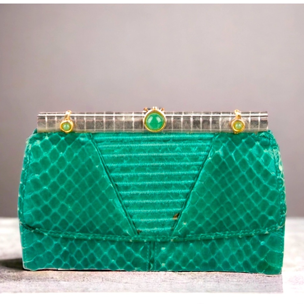 EUC JUDITH LEIBER VINTAGE PYTHON ANIMAL PRINT WALLET